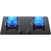 YINMAN Fornello A Gas A 2 Fuochi, Supporto For Pentola In Rame Fuso In Vetro Temperato Nero, Fornello Convertibile A Gas GN/GPL, Piano Cottura A Gas Con Protezione Antincendio, 4,5KW/4,0KW(NG)