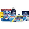 Finish Kit Lavastoviglie, 83 Pastiglie Quantum Infinity Shine al Limone, Brillantante Lemon 500ml, Curalavastoviglie al Limone 250ml, Cristalli di Sale 1kg