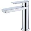 Decaura Rubinetto Bagno Lavabo Cromo con bocca alta 130mm, Miscelatore Lavabo Bagno Monocomando Fredda e Calda Regolabile