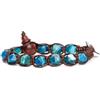Tamashii bracciale 1 giro originale tibetano linea diamond cut realizzato con pietra naturale da 8 mm agata blu striata e cordoncino marrone.Unisex.Tg unica.BHS911-141