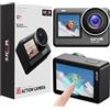 SJCAM SJ11 4K30FPS Action Cam 2.4Ghz/5Ghz WiFi Camera Telecomando, 5M Corpo Impermeabile Fotocamera Subacquea con Stabilizzazione 6-aixs, 2.33 '' Touch Screen 154 ° FOV Sport Camera con Kit Casco