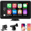 CUQI CarPlay e Android Auto Senza Fili, Display CarPlay Portatile da 7 Pollici con Telecamera Posteriore da 720P, Supporta Bluetooth, Airplay/Mirror Link, Siri/Google Voice Control, GPS, FM, AUX