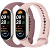 YLK 2 Pezzi Cinturini per Xiaomi Mi Band 9/8, Cinturino Silicone di Morbido Traspirante Solo per Xiaomi Mi Band 8/9 per Donna e Uomo (Fumo viola+Rosa)