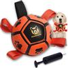 Hundefreund Pallone da calcio per Cani piccolo Arancione Luminoso con Maniglie, Giocattolo per Cani piccoli con Pompa, Palla interattiva per Cani (12 cm) per Interno, Esterno e in Acqua