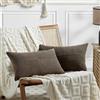 FDTERN Set di 2 Boho Federe de Cuscini per Divano 35x60 in Velluto a Coste，Moderno Morbido Motivo a Croce Decorativa Copricuscini per Divano Camera da Letto,Marrone Scuro