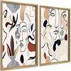 DekoArte - Quadri moderni soggiorno FACCE TRATTI PICASSO 50x70 cm x2 pezzi - Quadri con cornice colore legno incluso