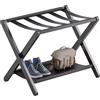 vovala Portapacchi, portavaligie pieghevole con ripiano, portabagagli in bambù premium per camera degli ospiti, camera da letto, hotel, armadio, può contenere fino a 61 kg (Nero)