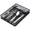 JANE EYRE Organizer per cassetti degli utensili, vassoio portaposate, divisorio per posate da cucina, filo a rete con piedini in schiuma antiscivolo, 5 componenti, nero