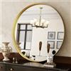 Koonmi Lussuoso specchio rotondo 81 cm, cornice profonda oro specchio da bagno rotondo con cornice in metallo spazzolato nero per bagno, soggiorno, ingresso decorazione da parete