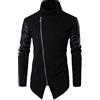 Beokeuioe Cardigan in pelle stile punk gioventù studente strada felpe gotico cappotto uomo sottile cerniera laterale in piedi collo collo alto, A3 nero., XXL