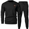 EMUKFD Tuta da uomo in 2 pezzi, per l'autunno, a maniche lunghe, girocollo, in jacquard, tuta da jogging, Nero , S