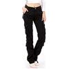 YUANQIAN Pantaloni tattici da donna, pantaloni casual da lavoro, militari militari da combattimento con 10 tasche, Nero , 36 W