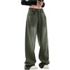 Generic Pantaloni leopardo marrone chiaro leopardato baggy jeans da donna Y2K a vita bassa, pantaloni jeans Hip Hop Boyfriend Locker Streetwear Straight Vintage Denim Pantaloni larghi pantaloni casual, verde,