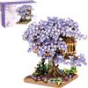 HoveeLuty Casa Sull'Albero In Fiore Di Ciliegio Albero Bonsai Di Ciliegio In Plastica Assemblato Albero Di Fiori Carino Mini Set Di Costruzioni Fai Da Te Per Adulti, 14+ Adolescenti (Senza Luce) Mini Alberi Di