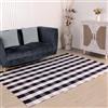 RAJRANG Buffalo - Tappeto a scacchi bianco e nero, 1,5 x 2,1 m, in cotone, tessuto a mano, per interni ed esterni, per patio, soggiorno, sala da pranzo, camera da letto