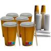 Terryshop74 kit 300 pezzi ASPORTO 100 bicchieri XXL 250 Ml con 100 coperchi e 100 palette, per bevande calde e freddo, per trasporto esterno