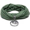 Vestopazzo Vlnet sciarpa verde in jersey con gioiello | Ciondolo 5 cerchi | Gioiello realizzato a mano in alluminio 100% riciclato | Nickel tested | Lavorazione artigianale | AL18055