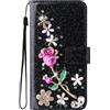 BLOTECH Custodia per Samsung Galaxy S24 FE 5G Cover Bling Bling Glitter Brillantini Brillante Nero Wallet Case Libro Leather Magnetico Flip Protettiva Portafoglio ID Slot Cover per Samsung S24 FE 5G,Rosa