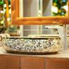 Rea Lavabo da Appoggio Melania Meryl Lavandino bagno 600 x 405 x 145 mm Ceramica (Bianco/Oro)
