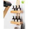 SVADA Mensola doccia senza trapano in bambù - Cestino sospeso in legno - Organizer bagno per shampoo, bagnoschiuma e accessori