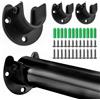 SHFYFHS 4 pezzi Set di supporto per asta a U, Armadio Supporto Asta di Sostegno, Supporto per Asta Armadio in Acciaio Inox, Supporto Tubo Armadio, per cucine, balconi, bagni, armadi, finestre.(25mm, Nero).