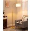 EDISHINE Lampada da terra per soggiorno, lampada ad arco con paralume in lino beige, lampada da terra dorata da 161 cm con paralume regolabile, attacco E27 (Lampadina fornita)