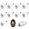 kpslucerna Faretto LED piccolo 9PCS 12V 1W da incasso luce cella per cucina, scale, armadio, corridoio, illuminazione fai da te Vetrina luce da incasso IP65 CE ROHS (Bianco Bianco caldo, 120°)