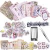 Carreuty Confezione da 290 adesivi estetici per scrapbooking, carte decorative fai da te, fiori retrò, forniture di carta per album di ritagli, diari, kit di riviste (Retro Flower Life)