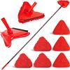 NEWE Mocio Triangolare Allungabile con Manico Lungo 202 cm e Tergivetro, Mop Lavapavimenti Pieghevole a 180° , Pulizia Pavimenti con con 6 Tamponi in Microfibra Ciniglia per Pareti (rosso)