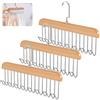 Jinsion 3 Pezzi Porta Cinture da Armadio in Legno, 28 cm, con 8 Ganci | Portacinture Portacravatte da Armadio, Porta Cravatte Uomo, Appendi Cravatte da Armadio per Sciarpe, Scialli, Gilet, Cinture
