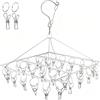 Qualsen Asciugacapelli per Calze in Acciaio Inox,per Stendibiancheria,Mini Asciugatrice,Appendiabiti con Picchetti per Calze,Biancheria Intima,Vestiti per Bambini,Canotte e Guanti,30 Clip quadrate