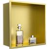 Bernkot Nicchia a muro 304 in acciaio inox 30 cm × 30 cm × 10 cm Nicchia doccia oro per la conservazione del bagno Nessuna piastrella necessaria Nicchia doccia Nische da incasso Doccia Montaggio sopra