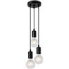 ChaoZan Lampadario semplice,3 punti luce, adatto per lampadine E27,non incluse lampadine, metallo nero, lampada a sospensione per sala da pranzo, stile industriale plafoniera