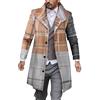 MaNMaNing Cappotto Invernale Uomo Cappotto da Uomo 3D Stampato Lana con Risvolto Scozzese, Cappotto Medio E Lungo Parka