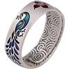 Generic Anelli a fascia in argento sterling per donna Anello vintage in smalto con pavone Anello aperto regolabile