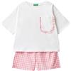 United Colors of Benetton Pig(T-Shirt+Short) 30960P064 Set di Pigiama, Bianco Ottico 101, M Bambina