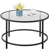 Yaheetech Tavolino da Salotto Rotondo Tavolino da Caffè in Vetro Tavolino Moderno Salotto Struttura in Metallo Tavolo Basso da Divano Soggiorno 80 x 80 × 45 cm Nero