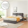 [en.casa] Letto Matrimoniale con Materasso a Schiuma Fredda 160 x 200 cm Zona di Riposo Ribaltabile e Contenitore Letto a 2 Piazze con Testiera Imbottita - Grigio Scuro