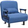 COSTWAY 3 in 1 Poltrona Letto Singolo, Poltrona Letto Relax con Braccioli, Poltroncina con Chaise Longue Comoda Schienale Reclinabile, Carico 150kg, 59x64x78 cm (Blu)