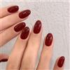AstraGlam Fall Press on Nails - 24 unghie finte corte ovali da spremere, con colla per unghie, pastiglie adesive, lima per unghie, tampone per preparazione, bastone per manicure, ciliegia rossa