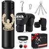 YORWHIN Sacco da Boxe da 120cm per Adulti, Attrezzatura per l'Allenamento di Boxe con Sacco da Boxe Non Riempito, Reflex Ball, Guanti da MMA, Fasce Boxe, Set da Boxe per Karate, Kickboxing e Muay Thai