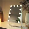 EMKE Hollywood Specchio da trucco con illuminazione, specchio a 360° per tavolo da toeletta, con 3 colori di luce, dimmerabile, funzione di memoria, 12 lampadine a LED, 30 x 41 cm (bianco)