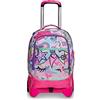 SJ GANG STYLE JAM GANG Trolley Scuola Jack 2 Ruote - Animali Fantasy SJ Girl Bambina - Rosa - Zaino Sganciabile - Doppio Uso