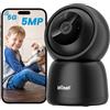 ieGeek 5MP Telecamera WiFi Interno 2,4/5GHz, Videocamera Sorveglianza con Tracciamento Automatico del Movimento, Rotazione a 360°, Visione Notturna, Audio Bidirezionale,Funziona con Alexa,SC1 Pro/Nero