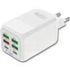 Three Stars Caricatore USB C 150W Multiplo con 6 Porte Rapide QC 3.0 per iPhone + Galaxy + Xiaomi - Caricabatterie USB C e A Certificato CE Compatibile 120W - Colore Bianco | 3‑Stars