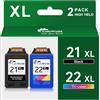 ColoWorld 21 22 XL cartucce d'inchiostro compatibili per HP 21XL 22XL cartucce d'inchiostro, nero e colore Pack per HP Deskjet F2120 F2280 F380 F4180 F335, per PSC 1410 1415, per Officejet 4315 4355