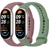 YLK 2 Pezzi Cinturini per Xiaomi Mi Band 9/8, Cinturino Silicone di Morbido Traspirante Solo per Xiaomi Mi Band 8/9 per Donna e Uomo (Fumo viola+Verde oliva)