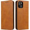 Mixroom - Custodia Cover Case a Libro Arancione per iPhone 13 con Stand in Ecopelle Chiusura Magnetica Formato Portafoglio Parte Interna in TPU Morbida con Bordi Piatti