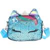VALICLUD Borsa a tracolla glitterata con paillettes unicorno borsa a tracolla per ragazzi e bambini borsa per bambine, Blu, Taglia unica