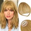RUWISS Frangia Clip Capelli Veri Natural Frangetta Frontale Extension 100% Capelli Veri Bangs Hair Clip Frangia Posticci per Capelli Umani per Donna (Biondo)